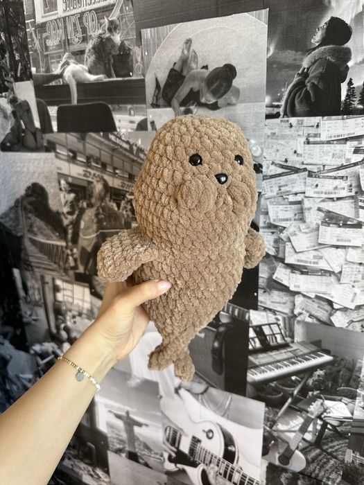 Ръчно изработена плетена играчка тюлен