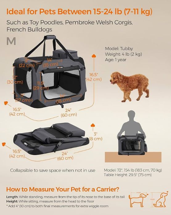 Сгъваема чанта за домашни любимци Feandrea