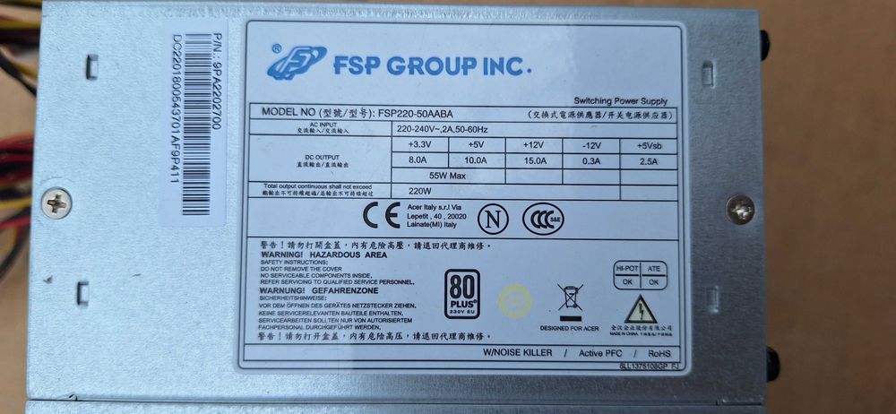 Sursa calculator FSP 80 PLUS 220W reali