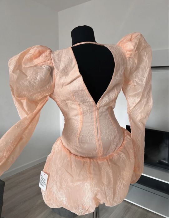 Rochie Asos luxe roz pal mini maneci bufante