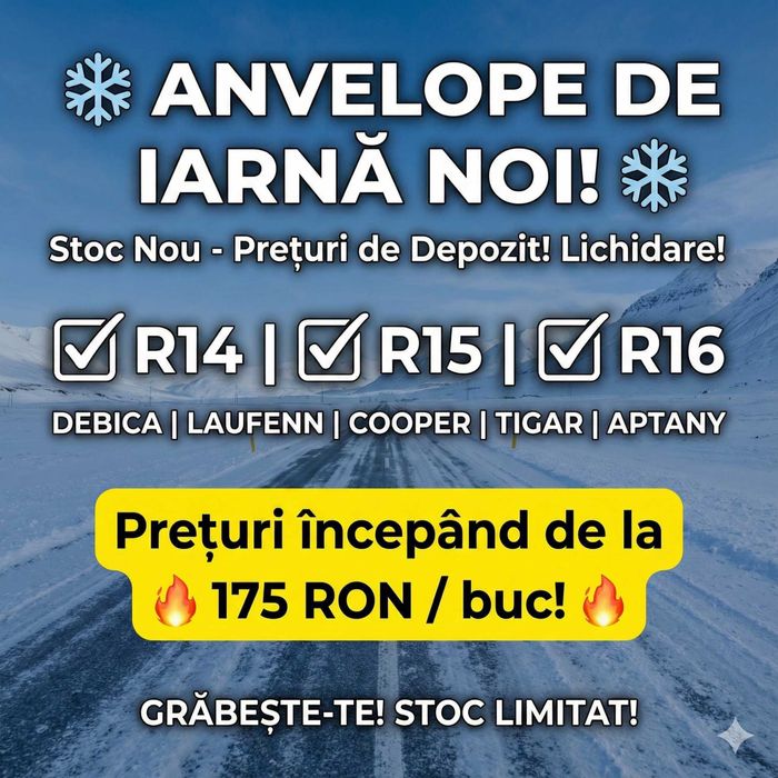 Anvelope de Iarnă NOI cu Etichetă! R14, R15, R16