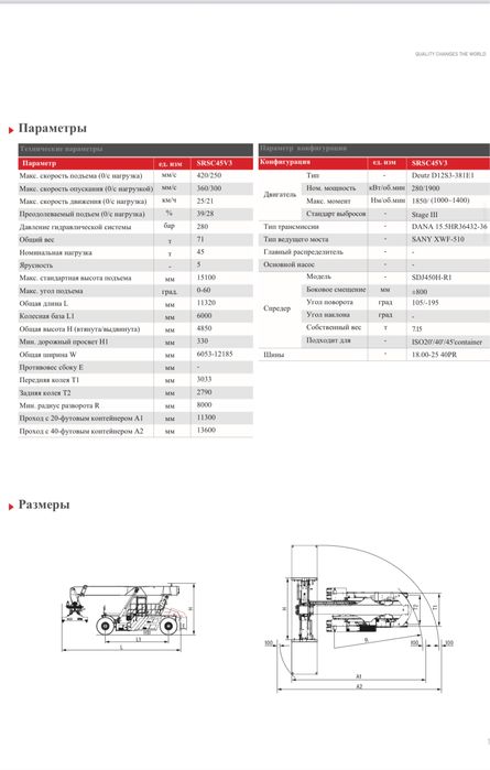 Ричстакер Sany SRC 45V3 45 тонн кальмар