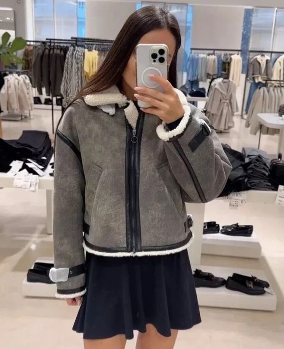 Палто Zara имитация на овча кожа