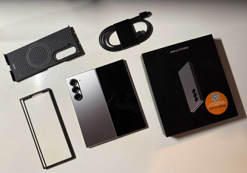 SAMSUNG Galaxy Z FOLD 6, 5G, Silver Shadow, 12 GB RAM, 512 GB + husa Vetter Kevlar, impecabil
