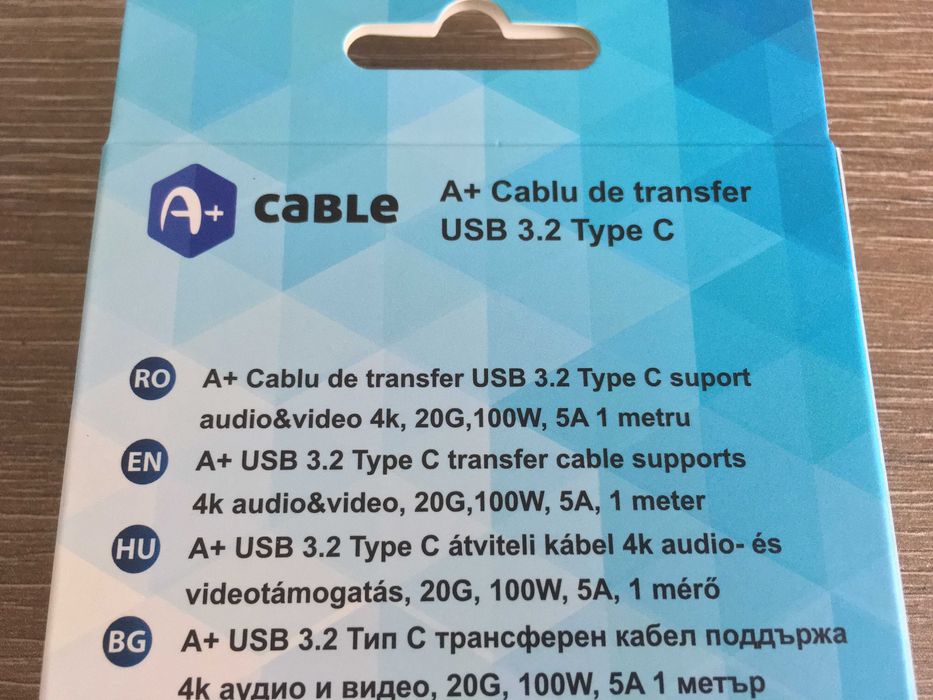 cablu thunderbolt 3, usb C audio/video 4k, incarcare 100W 5A, nou