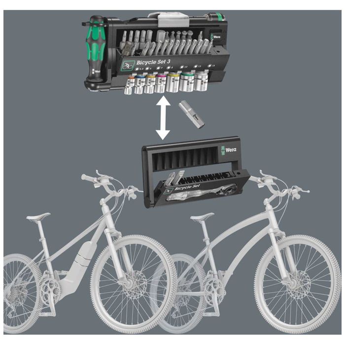 Set de chei tubulare WERA pentru biciclete, 3 Bit Check 41 de piese, sigilat