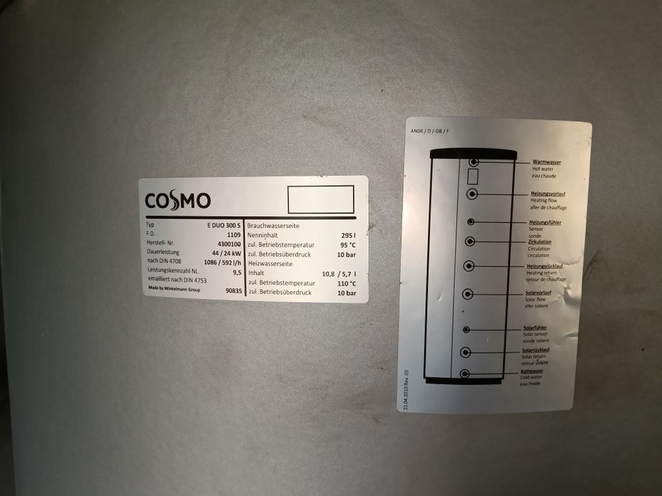 Boiler Cosmo 300 litre cu doua serpentine