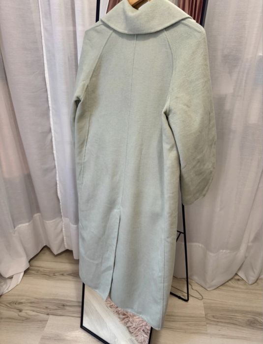 Palton de primăvară de lana turquoise pal double breasted Zara mas XS