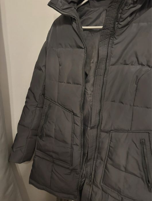 Geaca lunga de iarna, cu pene