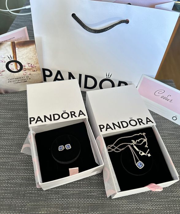 Pandora сребърно колие и обеци