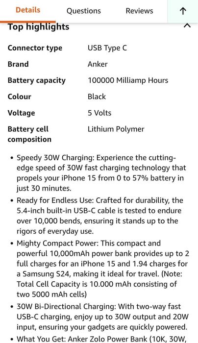 Външна Батерия , Anker Zolo Power Bank, 10,000mAh 30W High-Speed