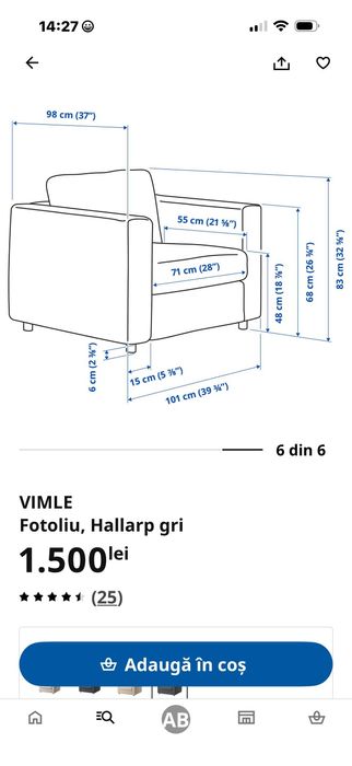 Fotoliu ikea Vimle