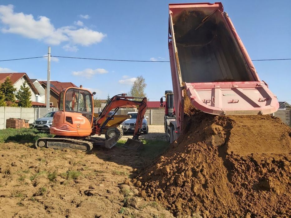 Nisip margaritar, pământ, transport cu macara.