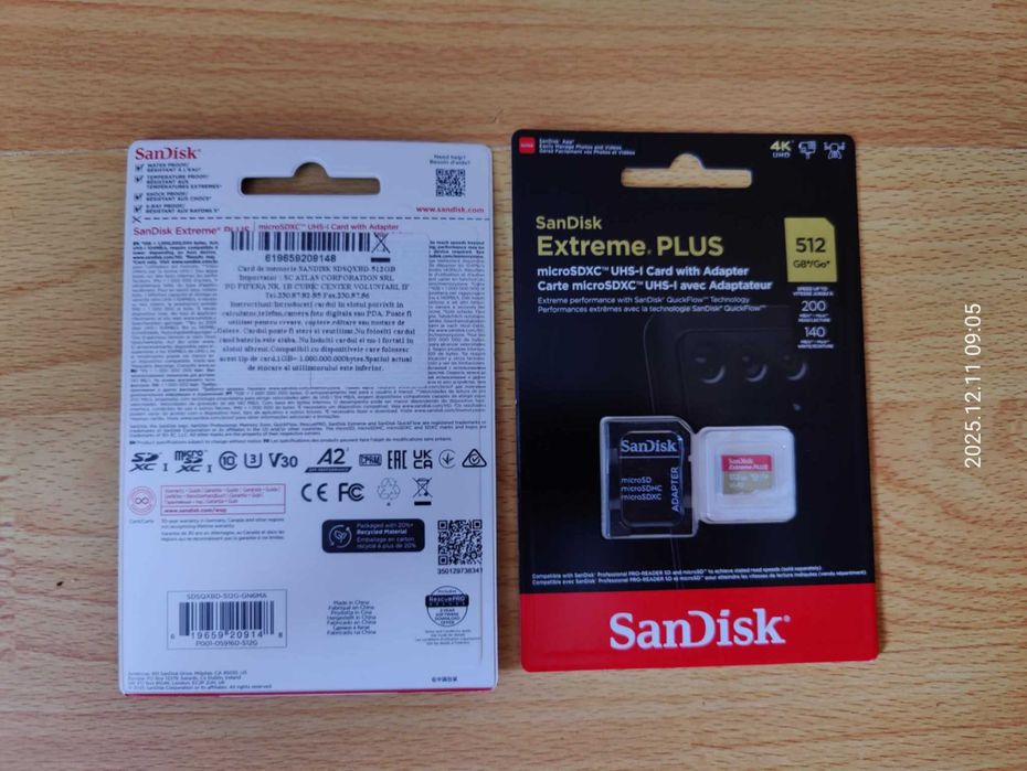 Card Memorie SanDisk Extreme PLUS microSDXC 512GB UHS-I (Super Ofertă)