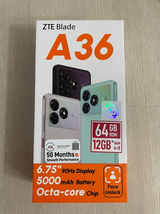 Продам смартфон,ZTE A36  4-64 gb