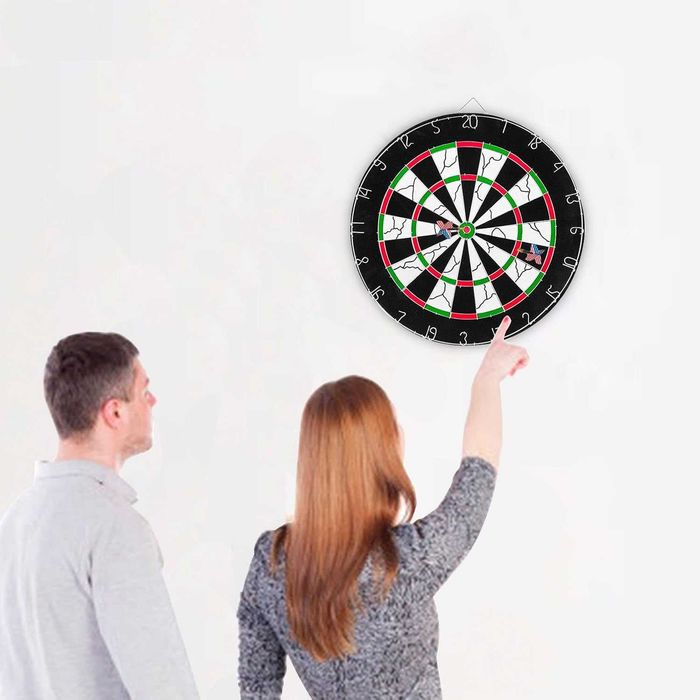 Set profesional darts 45 cm 6 sageti varf metalic 2 fete design clasic