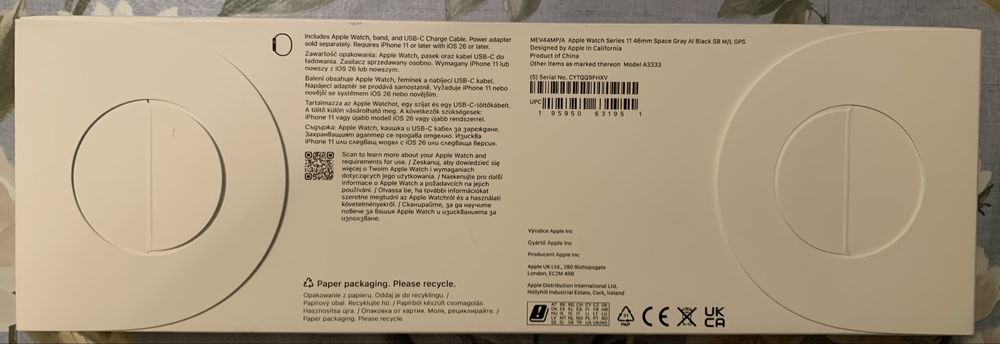 Apple Watch Series 11 46mm Space Gray Al Black