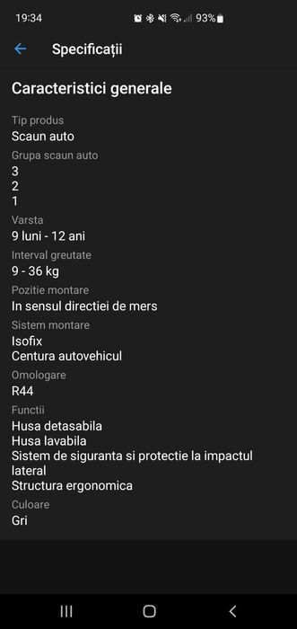 Scaun auto cocolle vela fix 9-36