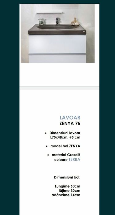 Lavoar și milobilier suspendat cu 2 sertare