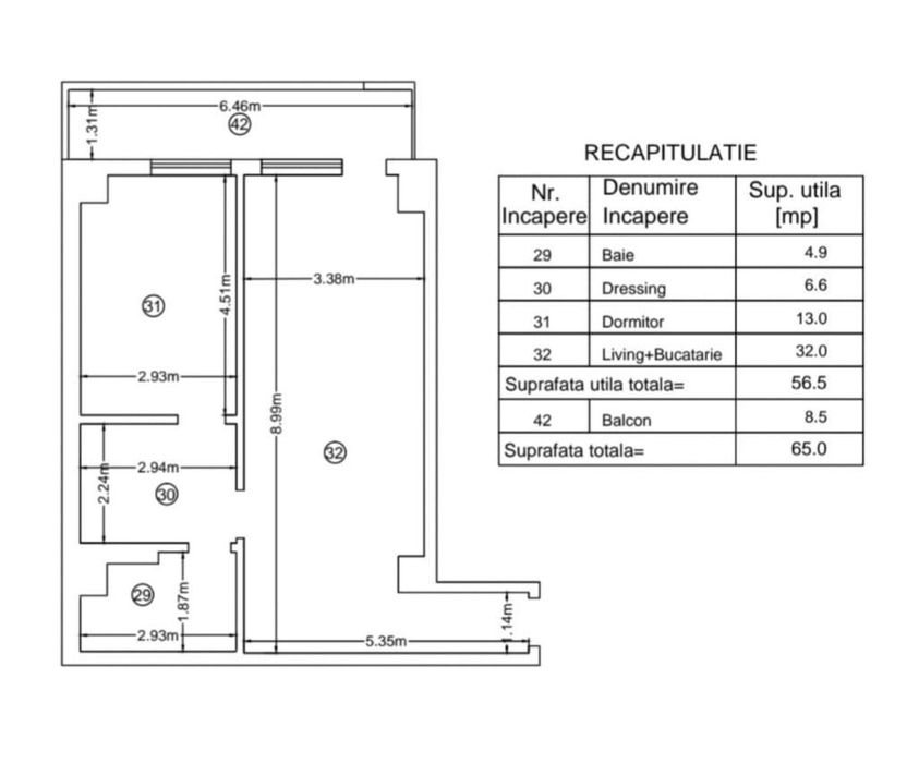 MOBILAT! Apartament cu 2 camere, Copou, etaj 8 din 10, 65mp, 108.000