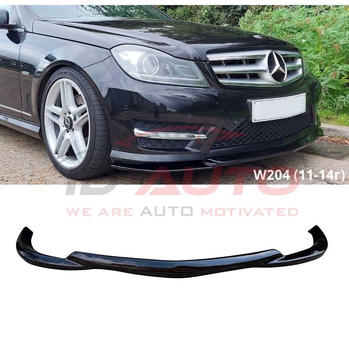 Преден лип спойлер за Mercedes C-Class W204 Face (2011-2014) – Черен гланц, тунинг мерцедес ц класа