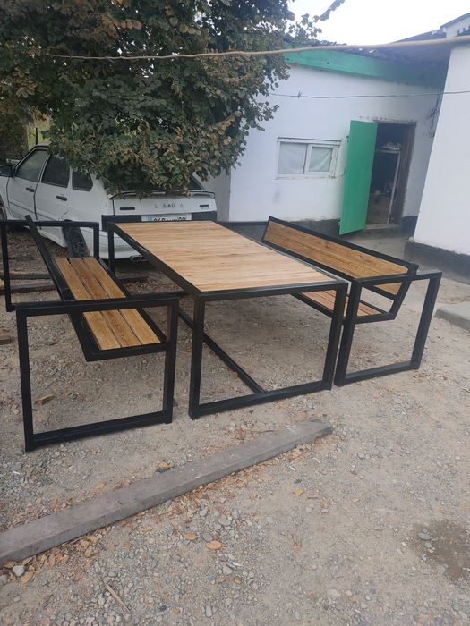 Стол и скамейка лофт