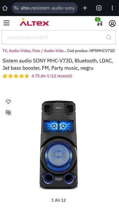 Vand Boxa Sony MHC-V73D