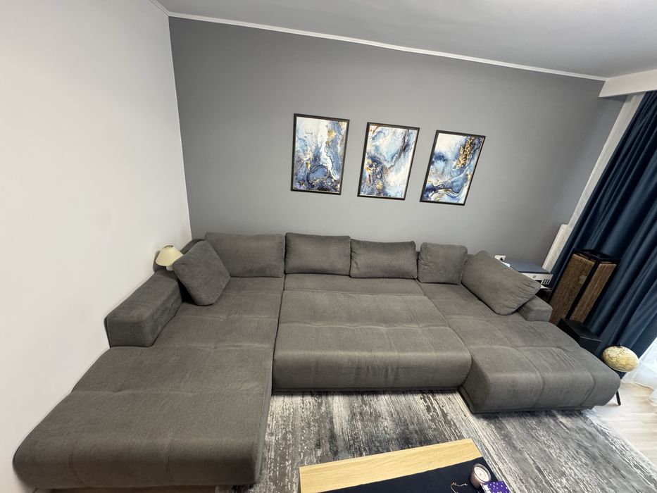 Colțar Mobexpert MONZA 6 locuri, extensibil, gri, 360 cm
