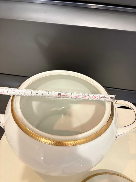 Supieră /terină mare din porțelan, placată cu aur 24K Scherzer Bavaria