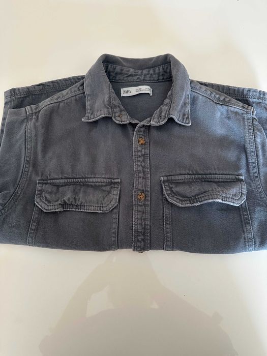 Дънкова връхна риза ZARA / сива / момче / 146 см