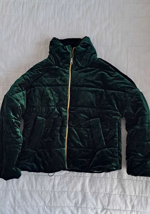 Зелено топло кадифено дамско яке