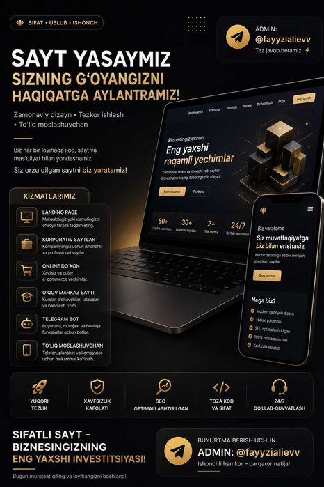 Premium web-sayt yarataman | Telegram bot | Landing Page