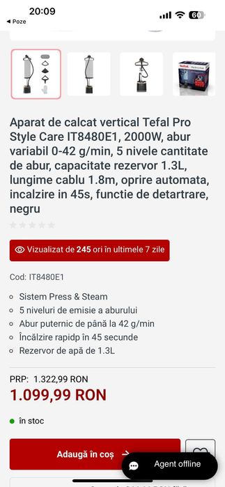 Aparat de calcat vertical profesional Tefal