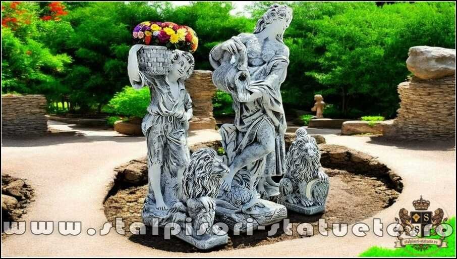 Set cinci statuete, gri patinat, model S94.