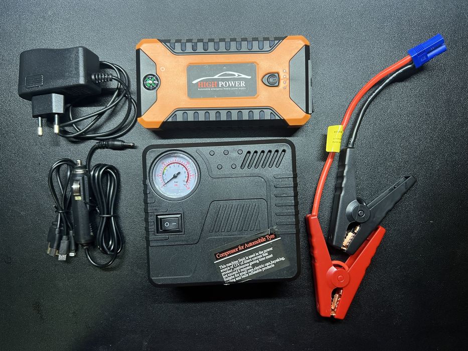 Мултифункционален стартер за кола, 128000mAh, 12V, 4xUsb,  Компресор