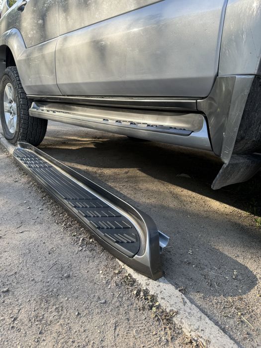 Подножки Прадо 120 пороги тойота ленд крузер дерево ручки дверные хром