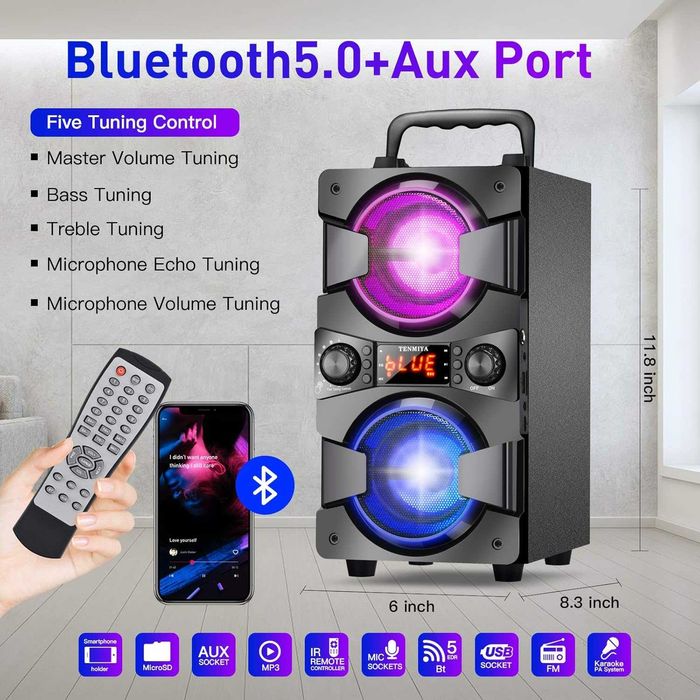 BLUETOOTH Караоке Колона с микрофон и дистанционно , безжична