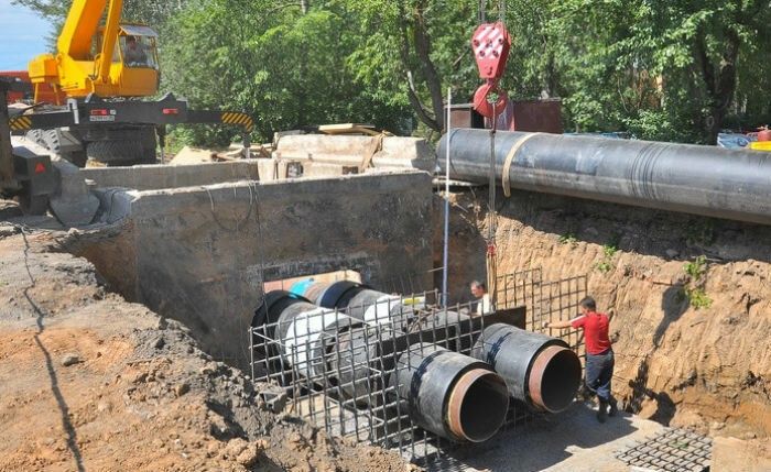 Монтаж лотков теплотрассы все работы