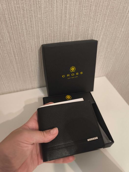 Мъжки портфейл Cross, без монетник, черен, ест. кожа