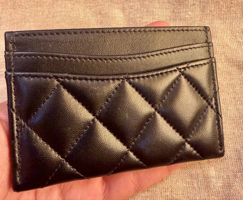 Chanel  Lambskin Quilted Card Holder Black