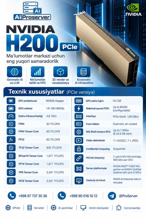 NVIDIA H200 PCIe — 141 GB HBM3e