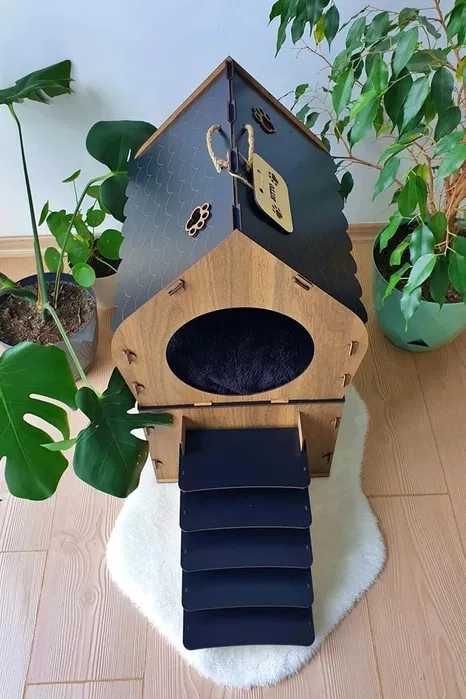 ХХL Голяма Къщичка за котки, дървена котешка къщурка, къща домашен люб