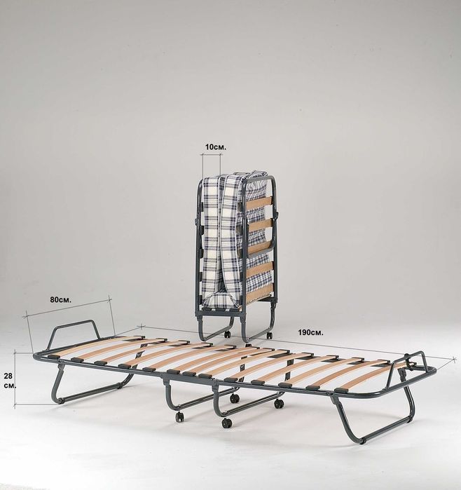 Сгъваемо походно легло МИЛАНО с матрак 80x190 см – метална рамка