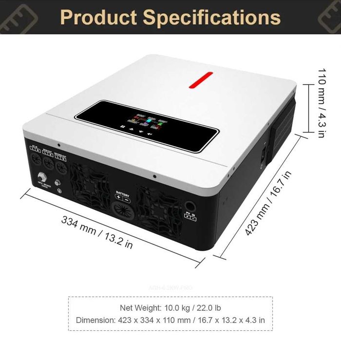 Hibrid solar Invertor Anenji 6,2k, 6200W 48V wifi, mppt, BMS