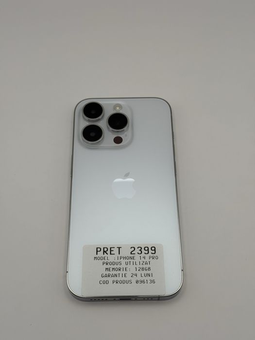 MAGAZIN VINDEM IPHONE : Iphone 14 Pro | Full Box | silver | 128 Gb | Garantie  24 luni
