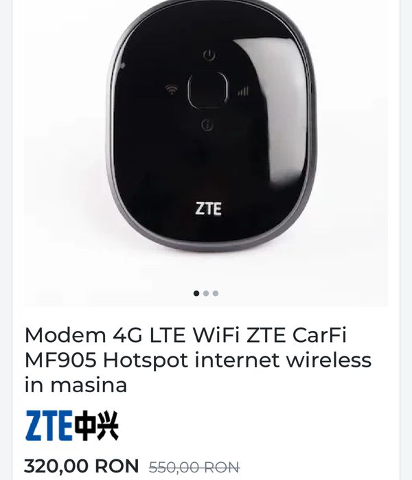 Modem Wifi 4G Hotspot Auto ZTE nou liber de retea