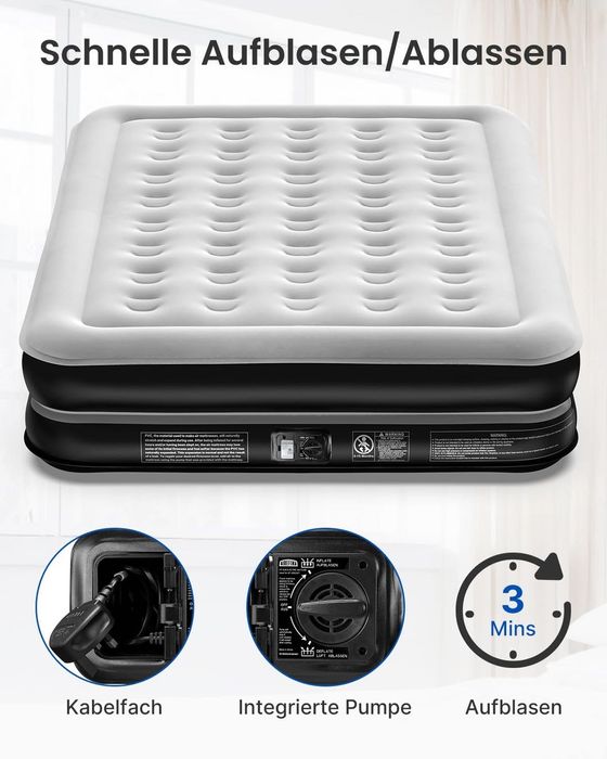 Saltea gonflabilă, cu pompă electrică integrată, 203x152x41 cm.