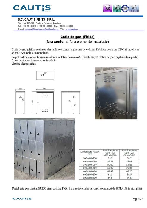 Vand CUTII DE GAZ ( firida)