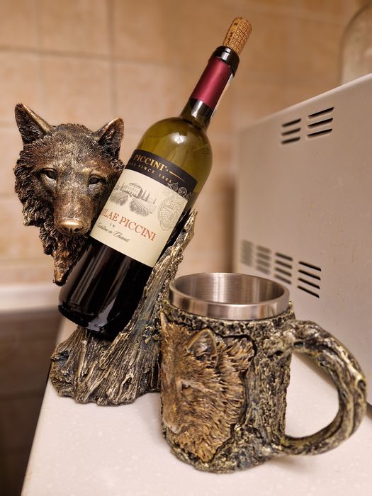 Подставка под бутылку и кружка из серии  Көкбөрі