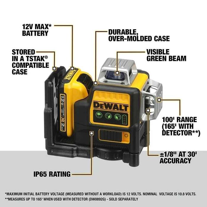 încărcător cu baterie DeWalt laser 3D 12 linii 360 grade